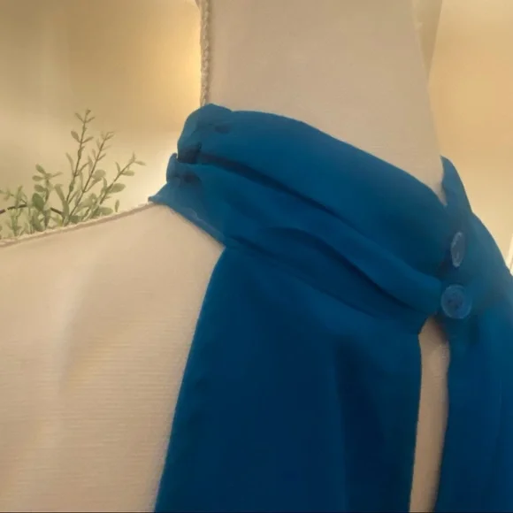 Stunning Teal Blue Chiffon Top by New York & Company Small S NEW NWT - Picture 4 of 5